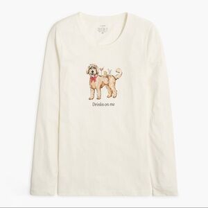 J Crew Collector Tee Shirt Long Sleeve Doodle And Drinks Graphic